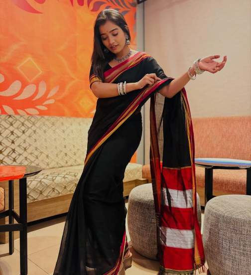 Marathi Actress Asmita Deshmukh shares pictures in black Irkal saree on social media