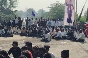 activists stage sit-in protest over removal of unauthorized statue of dr ambedkar