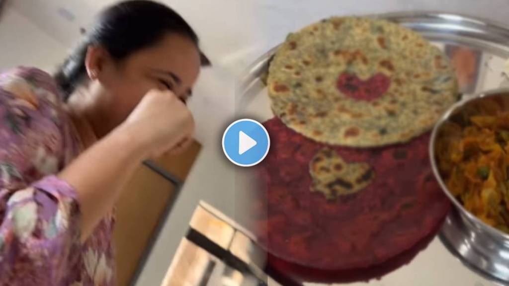 Woman makes heart shaped Valentine Paratha