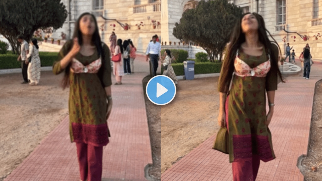 Young woman dancing wearing bra in public video viral on social media