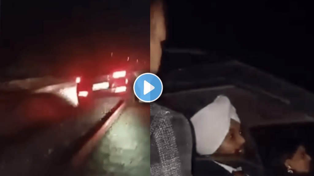 Shocking video of drunk man drives car on railway track viral video on social media