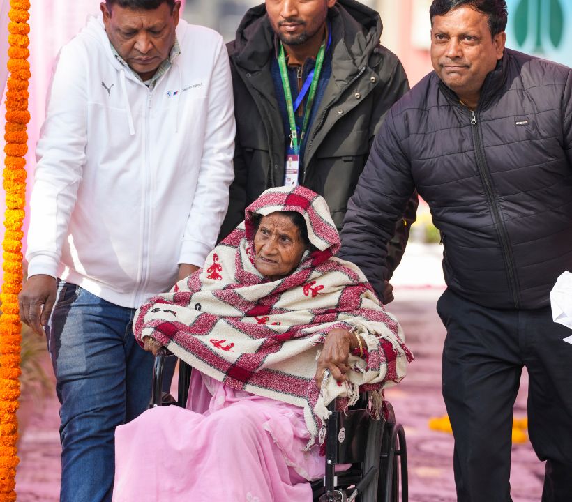 A moment was captured when 90-year-old Shanti Devi cast her vote, demonstrating the involvement of voters from all walks of life. (PTI Photo)