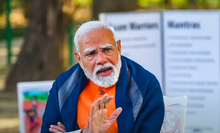 Prime Minister Narendra Modi interacts with students on different aspects of stress-free exams under Pariksha Pe Charcha 