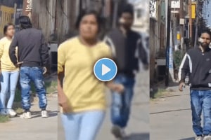 Young man abuses young woman while police arrested the accused viral video on social media