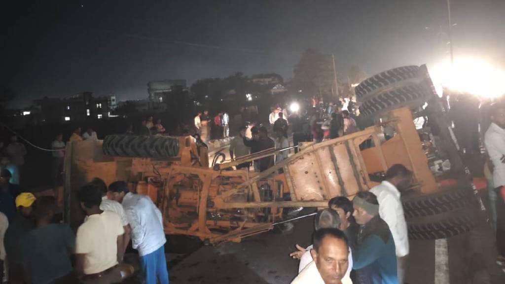 manmad nandgaon road accident truck overturns two killed four injured nashik district