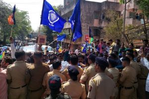 protest outside Rahul Solapurkars house