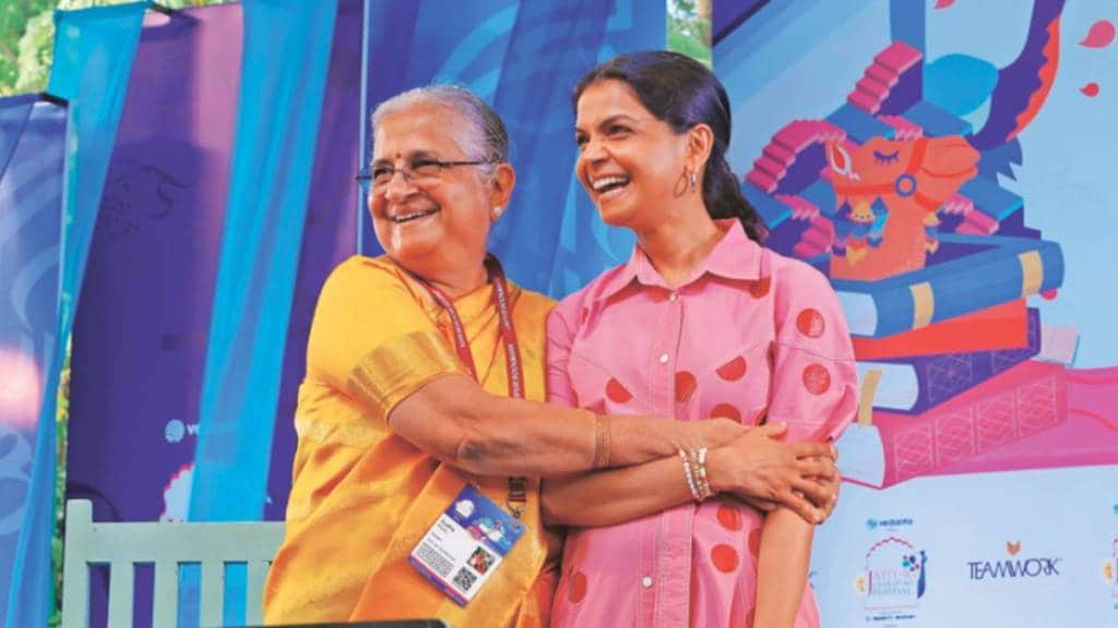 Akshata and sudha Murthy in Jaipur Literature Festival