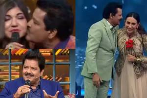 udit narayan old video to kiss alka Yagnik and karishma kapoor