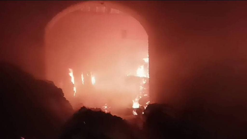 Fire at a warehouse in Khamgaon