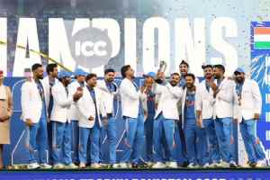 India Team with Champions Trophy celebration Photo