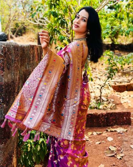 Girija Prabhu Purple Saree Look