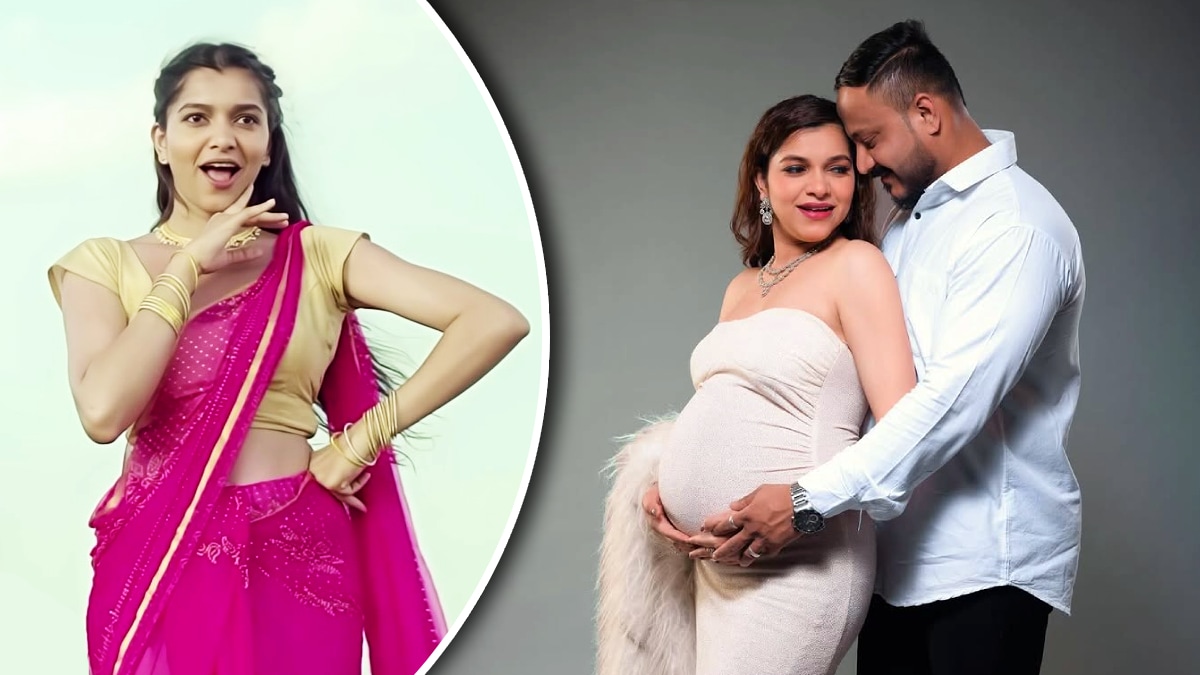 Gulabi Sadi Prajakta Ghag Maternity Photoshoot