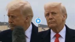 Donald Trump Video : डोनाल्ड ट्रम्प यांच्या तोंडावर लागला पत्रकाराचा माइक; भुवया उंचावत दिलेल्या प्रतिक्रियेचा Video व्हायरल