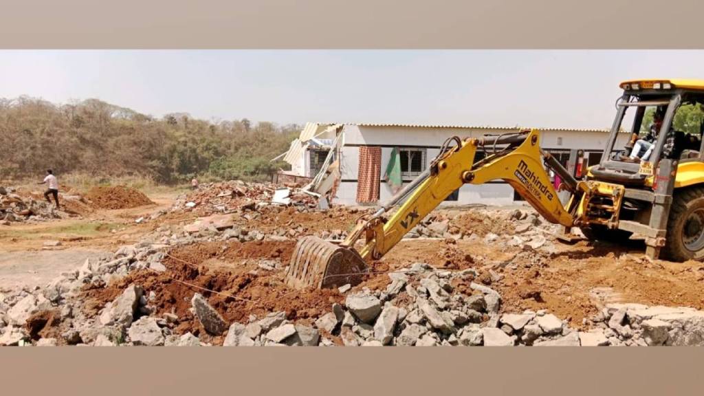 ward a demolition team demolished over 60 illegal structures on titwala vasundri road