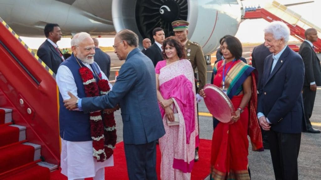 PM Modi receiving the highest national award from Mauritius in recognition of his contributions to international relations.