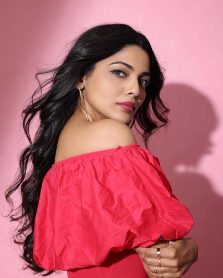 Pooja Sawant Pink Off Shoulder Dress