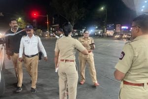 RTO action outside Swargate bus stand