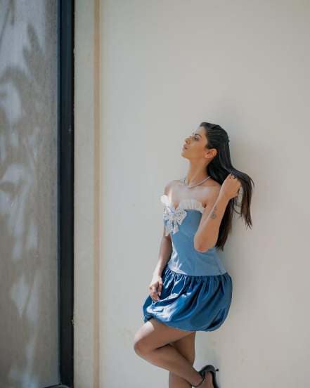 Swarda Thigale Blue Short Dress Look