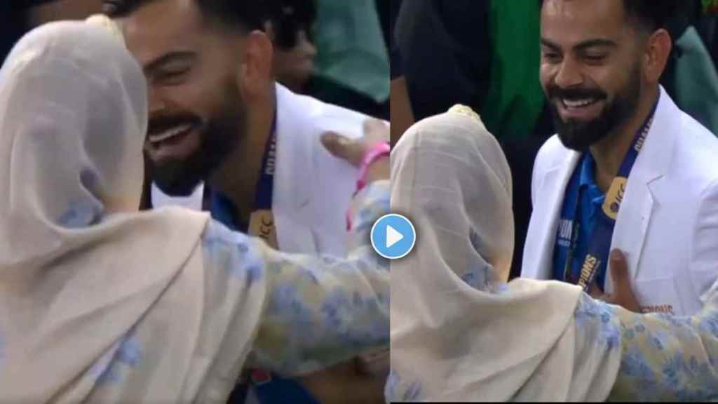 Virat Kohli Touch Mohammed Shami Feet And Take Blessings After India Won Champions Trophy video