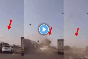 Car Accident on highway due to overtaking accident video viral on social media