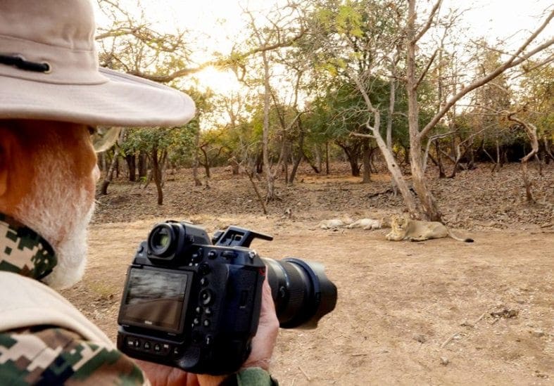 Modi in Forest with Lion Photos