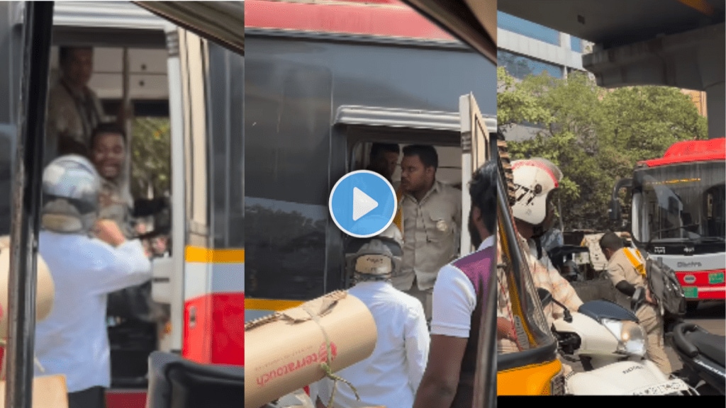 Driver leaves bus in traffic jam