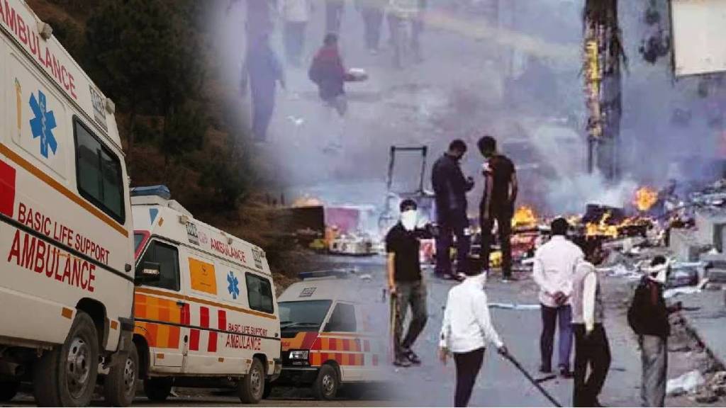 ambulance transporting the injured in the Nagpur riots attacked